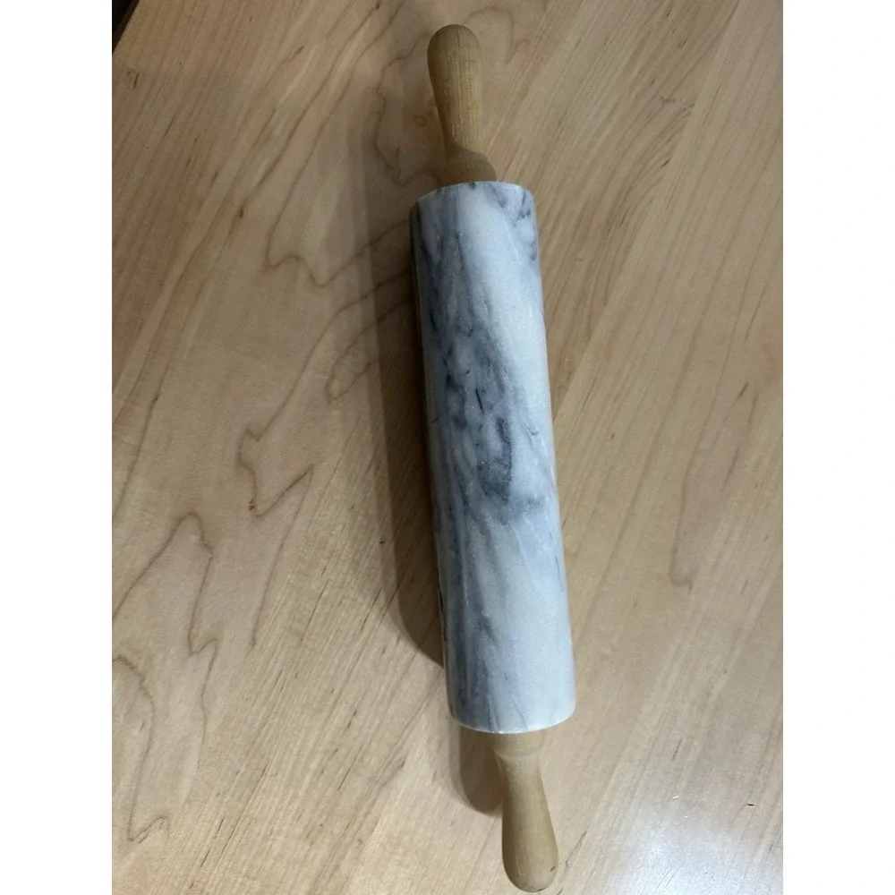 Polished Marble Stone Rolling Pin 18in Dough Roller Heavy Duty 10in Stone Barrel